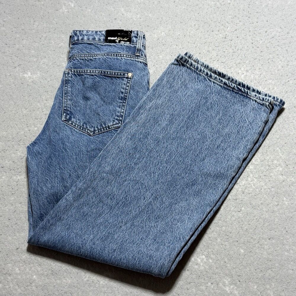 Mavi Jeans Women’s Size 24 Blue Wide Leg Loose Fit High Rise Dark Wash Denim